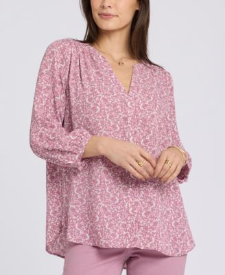Women's Pintuck Split Neck Top