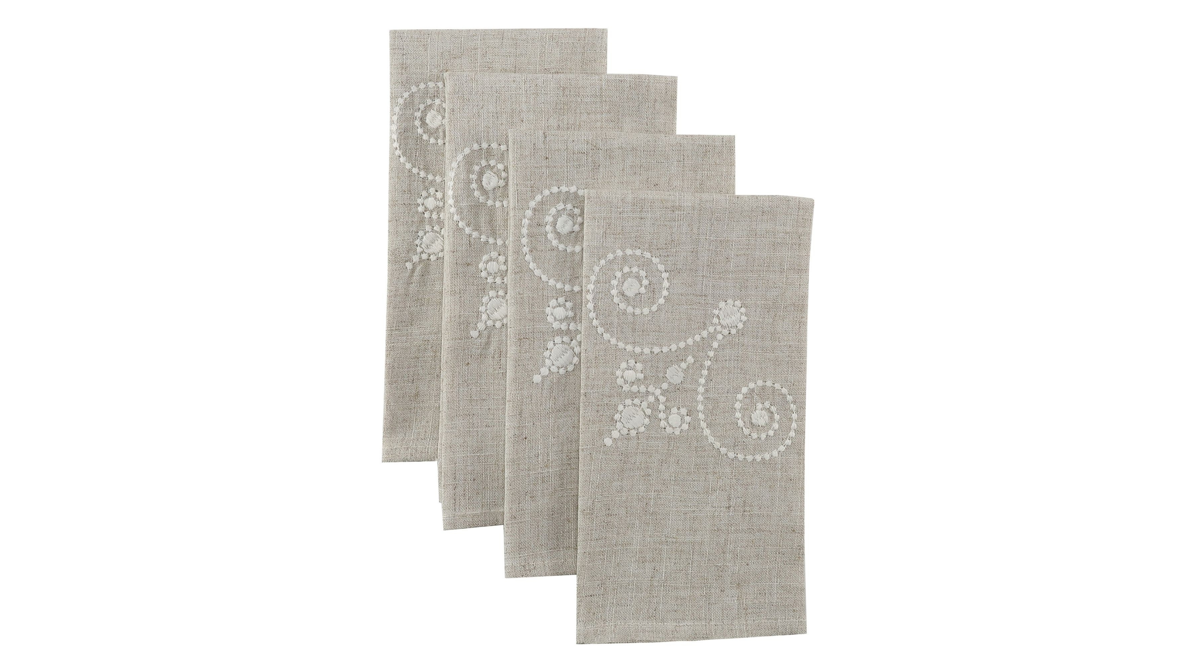 Lenox French Perle Linen Embroidered Napkins, Set of 4