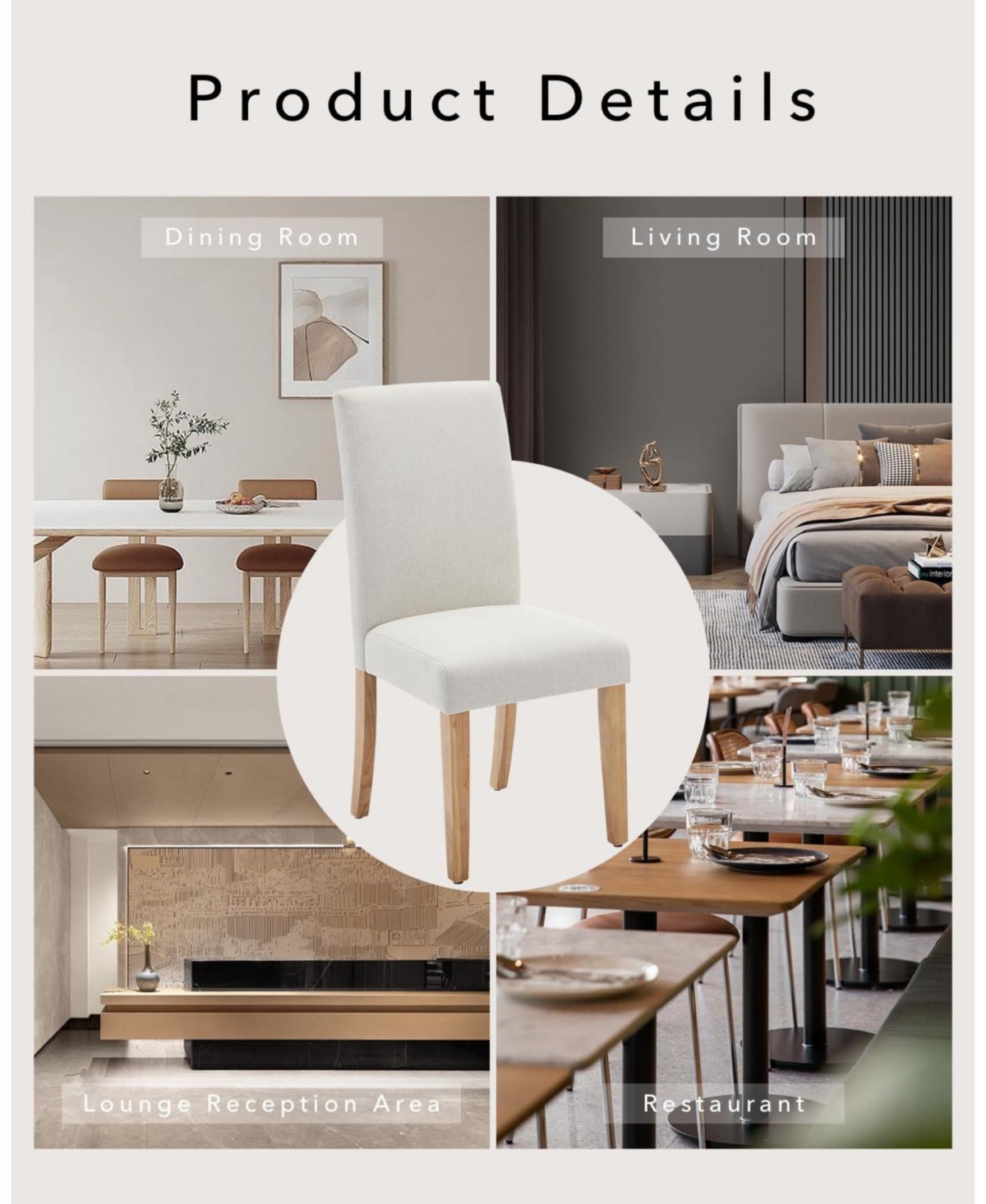 gaomon Dining Chairs Set Of Modern Fabric Upholstered Ergonomic Chairs With Curved Backrest, Heavy-Duty Wood Legs