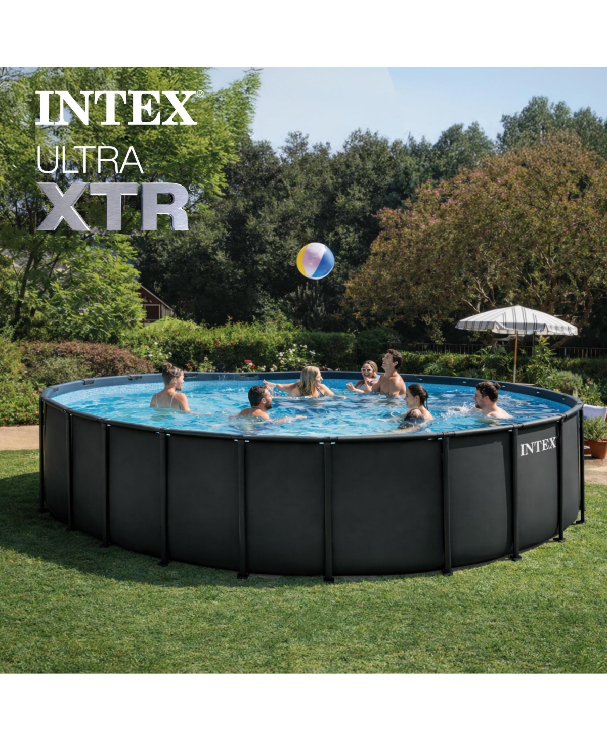 Intex Ultra Xtr 24ft x 52in Round Frame Above Ground Swimming Pool Set with Pump