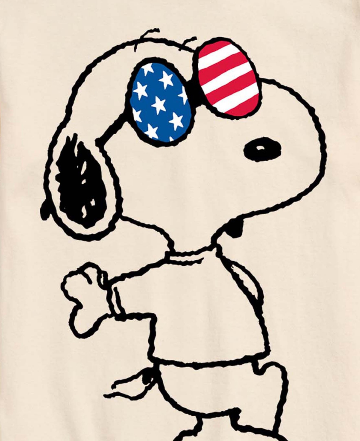 Airwaves Men's Peanuts Usa Snoopy Glasses Short-Sleeve Graphic T-Shirt