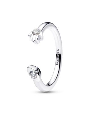 Talisman Sterling Silver Lab-Grown Diamond Evil Eye Hamsa Hand Open Ring