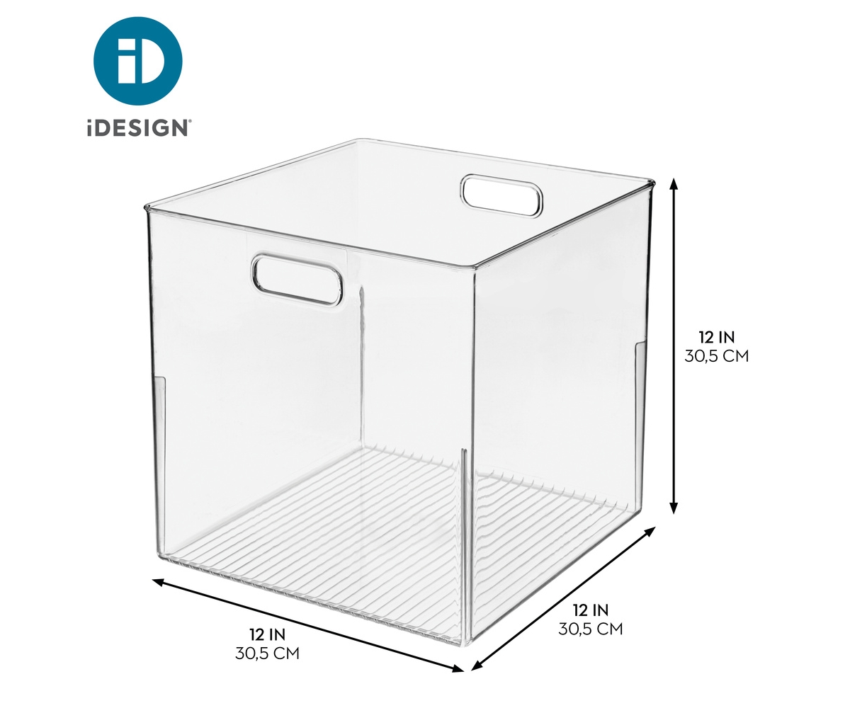 iDesign Large Cube Storage Bin, Set of 2, Clear, Made in Usa