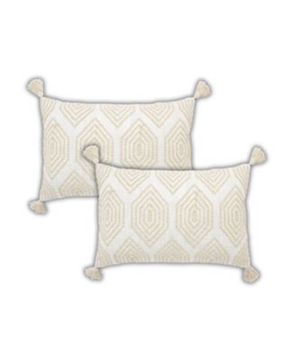 Honeycomb Tufted Throw Pillow Covers, 16"x 24", Set of 2