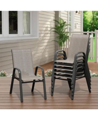 Set of 6 Outdoor Stackable Patio Chairs with High Back for Backyard Poolside Garden Balcony