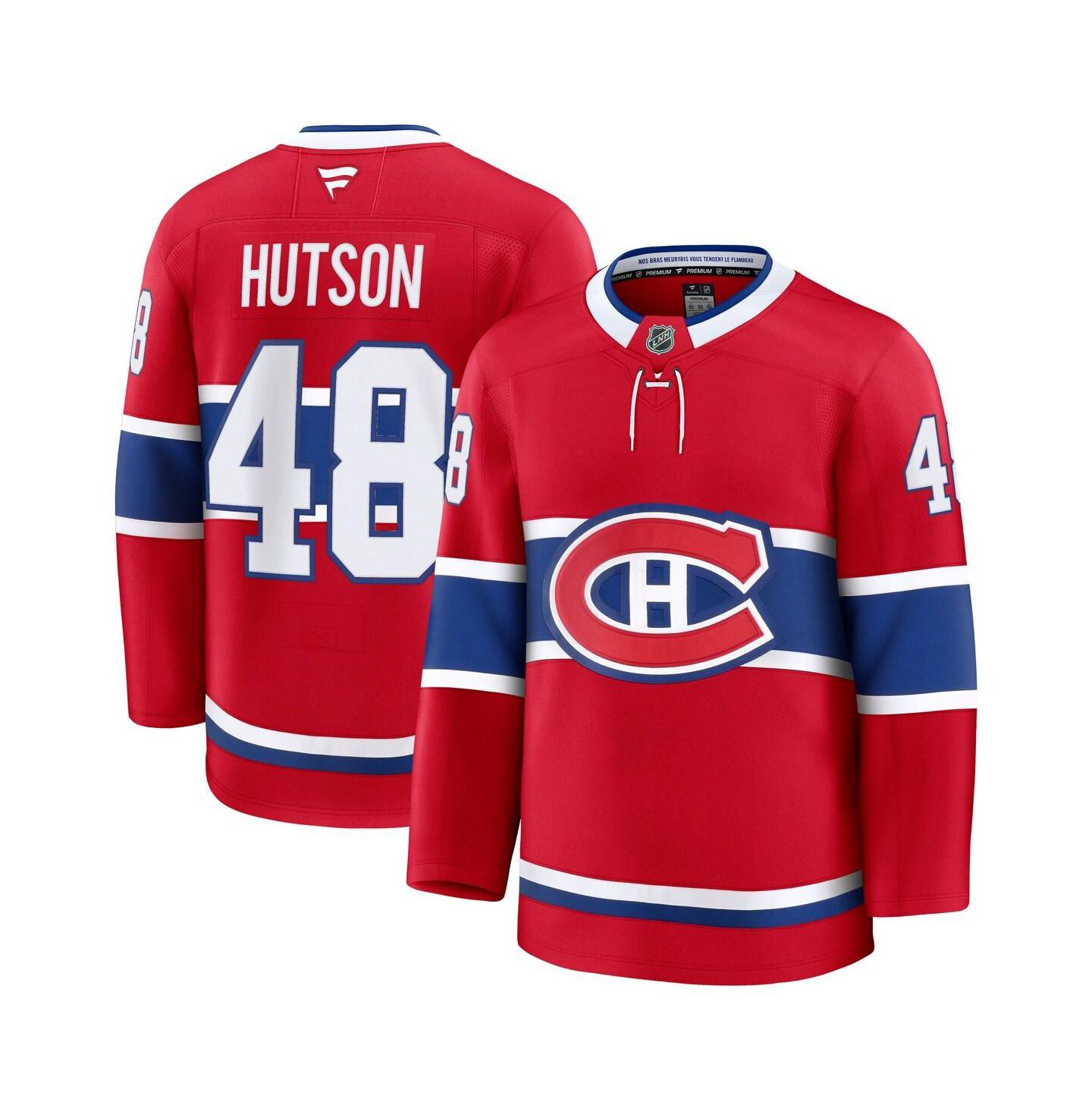 Мужской топ Fanatics Lane Hutson Red Montreal Canadiens Home Premium Jersey — фото 1
