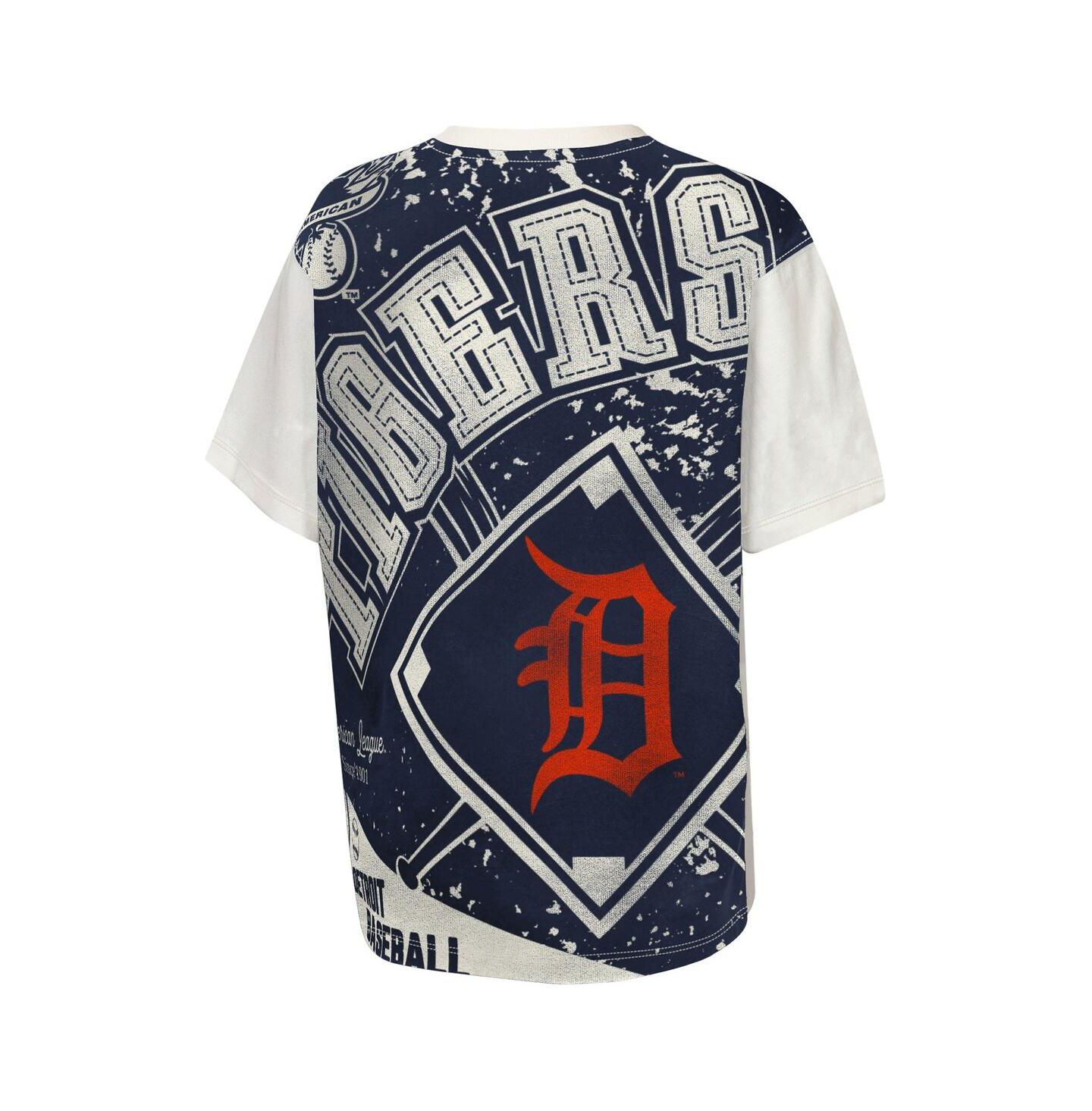 Детская футболка Outerstuff Cream Detroit Tigers Big League Top Player Bold All-Over-Print — фото 3