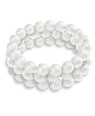 Fashion Set Of 3 Stackable Faux Pearl Strand Stretch Bracelet 8MM Beads