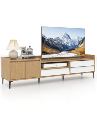 TV Stand w/Cabinet 3 Drawers Open Compartment Cable Hole for TVs up to 80''