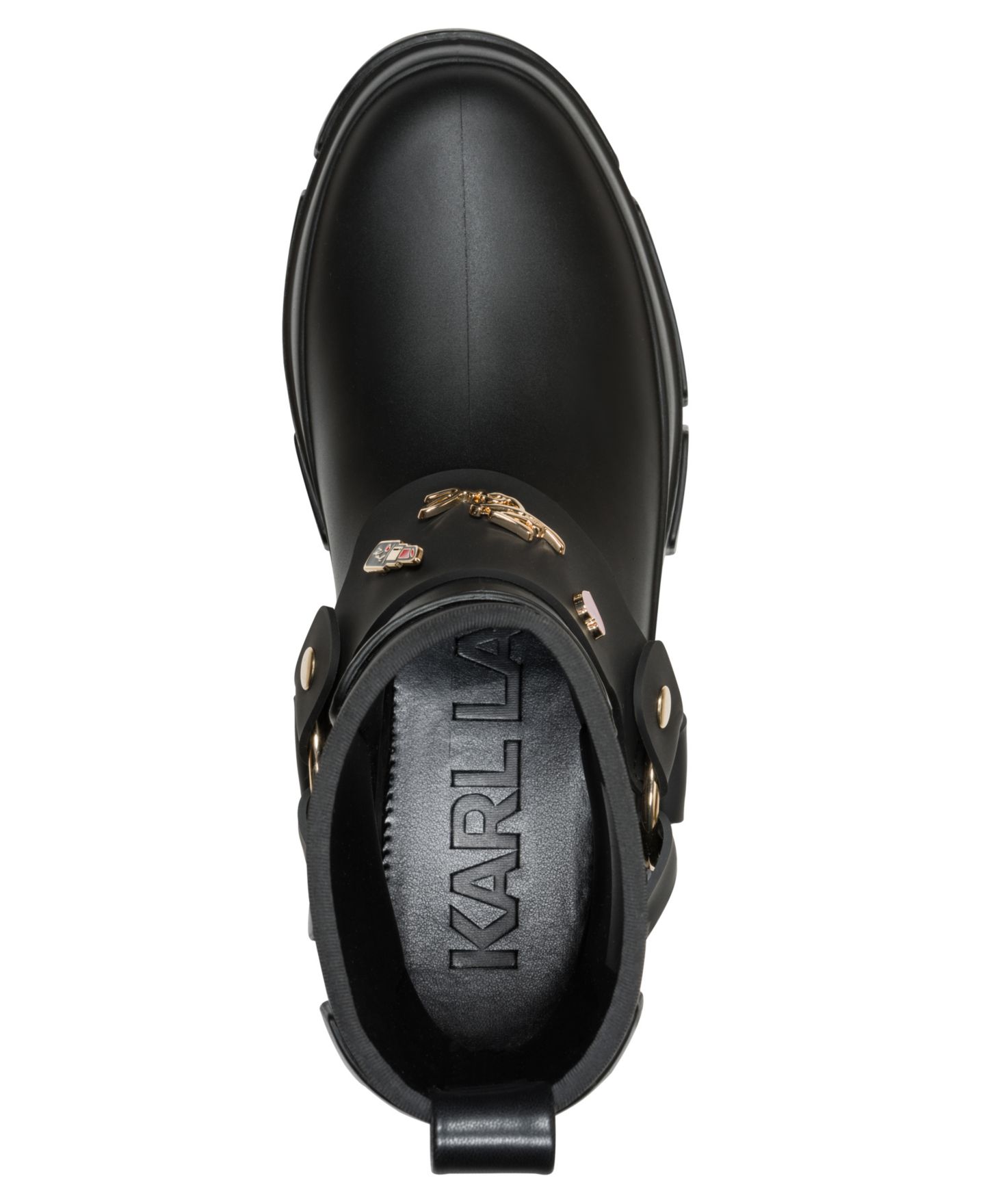 Женские ботинки KARL LAGERFELD PARIS Rivenna Rain Round Toe Booties, цвет: Чёрный гладкий — фото 4