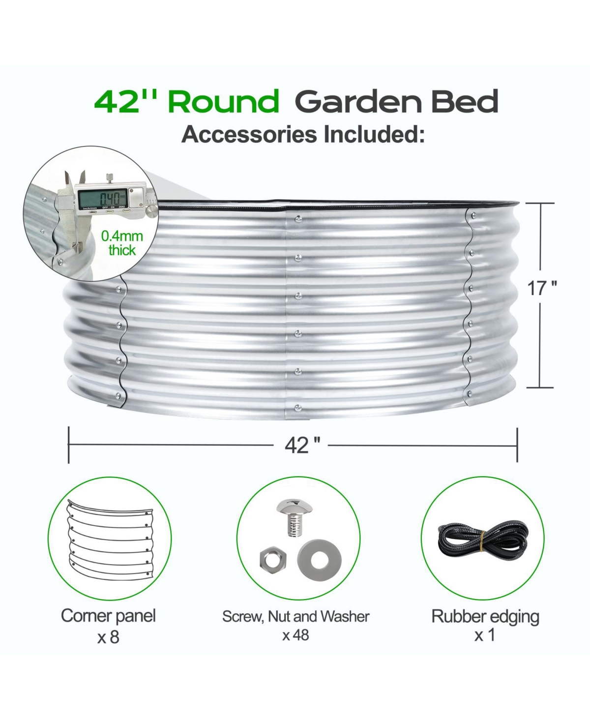 Aoodor Tall Metal Raised Garden Bed, Outdoor Planter Box and Raised Garden Kit for Vegetables, Flowers, Tomatoes Carrots and Herbs, Silver