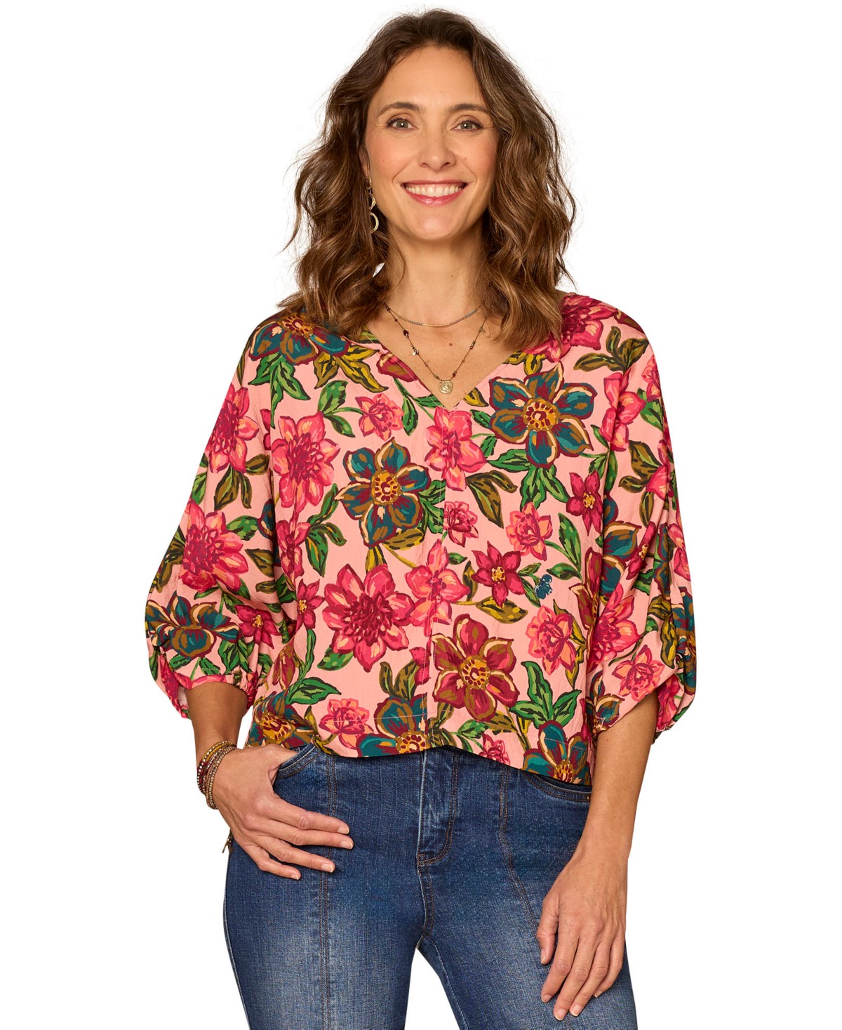 Женские топы Democracy Women's Printed V-Neck Top — фото 1