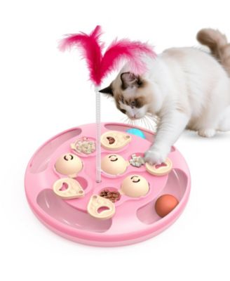 Cat Puzzle Toys 3-in-1 Track Balls Teaser Feeder Non-slip Mental Enrichment Slow Feeding Indoor Cats Gift