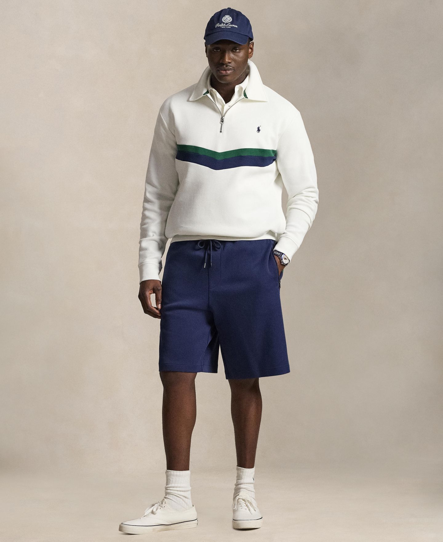 Мужские толстовки Polo Ralph Lauren Big & Tall Regular-Fit Quarter-Zip, цвет: Белый — фото 2