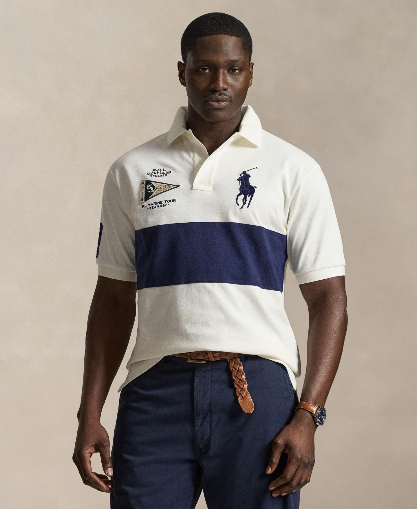 Мужское поло Polo Ralph Lauren Big & Tall Classic-Fit Mesh Polo Shirt, цвет: Тёмно-синий — фото 3
