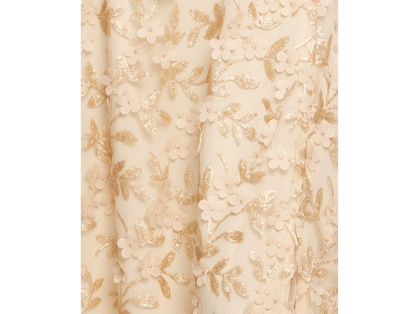 Женские платья XSCAPE Square Neck 3D Floral Embellished Ball Gown, цвет: Золотой — фото 5