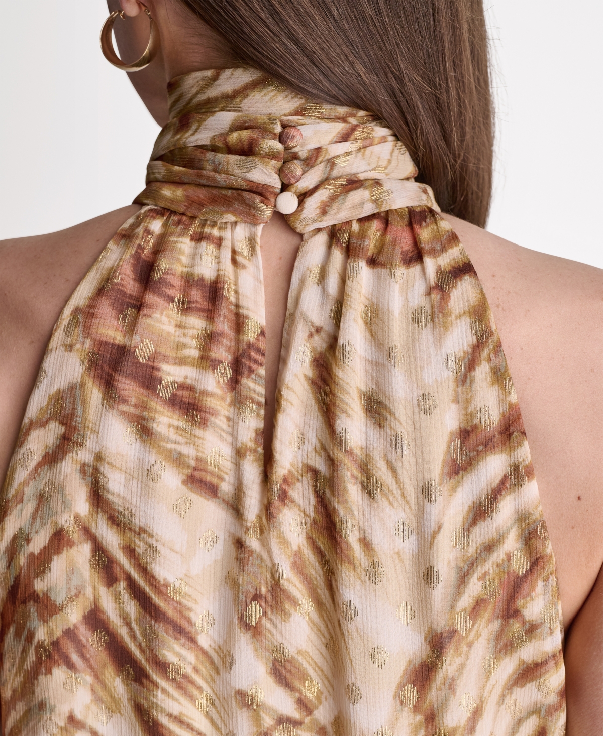 Bcbg Women's High Halter Neck Scarf Detail Dress