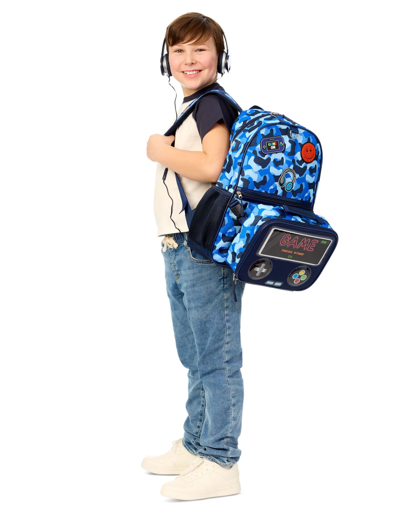 Сумки Extreme Nation Camo Gamer Backpack, Headphone and Lunch Box, 3-Piece Set для мальчиков, цвет: Синий — фото 10