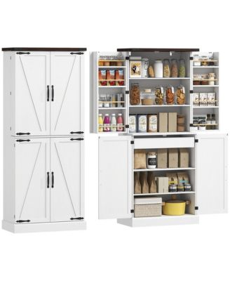 72 Inch Tall Pantry Cabinet, Storage Cabinet with 8 Door Racks