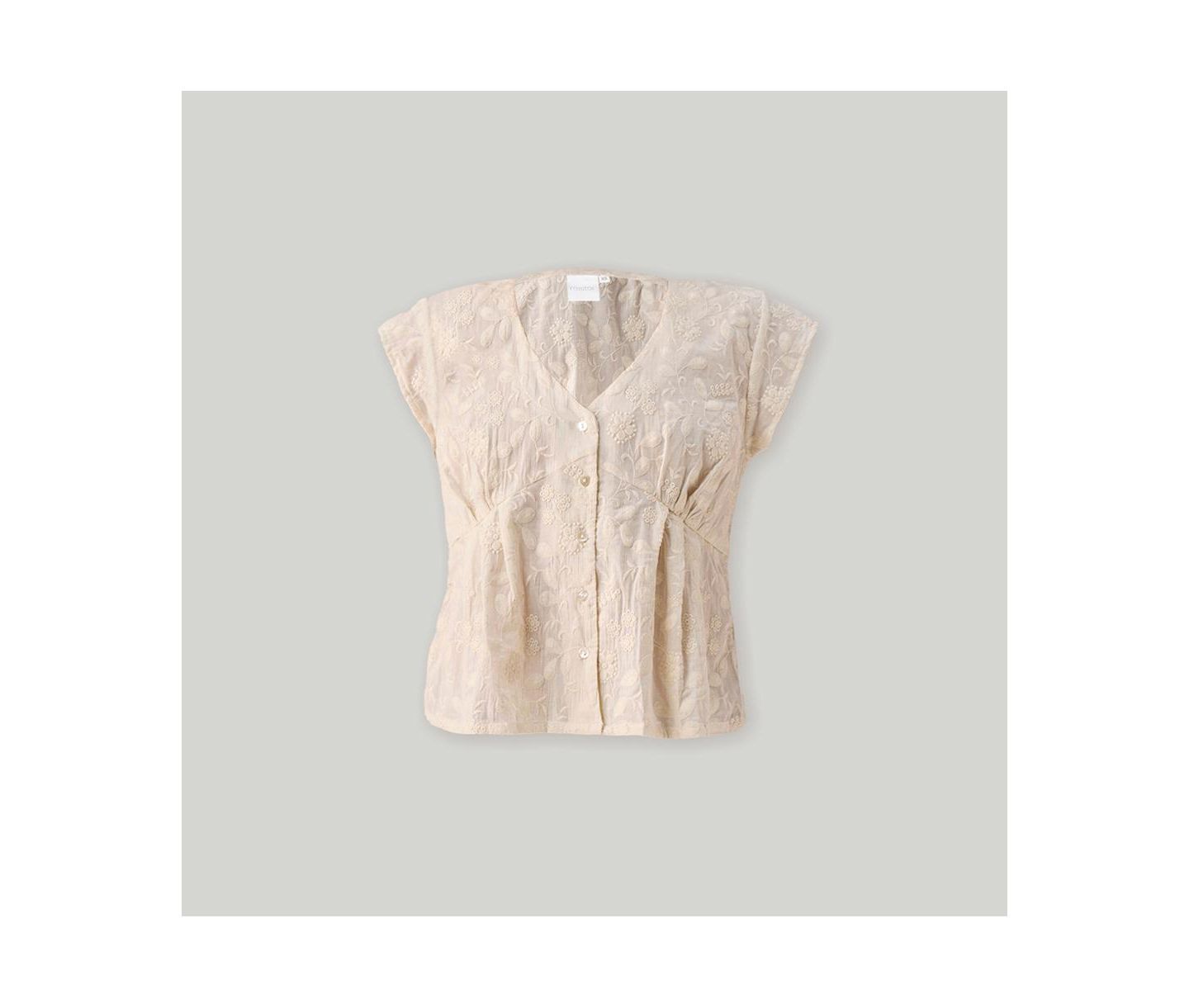 Женский топ Reistor Cream Embroidered Deep V-Neck, цвет: Молочно-белый — фото 11