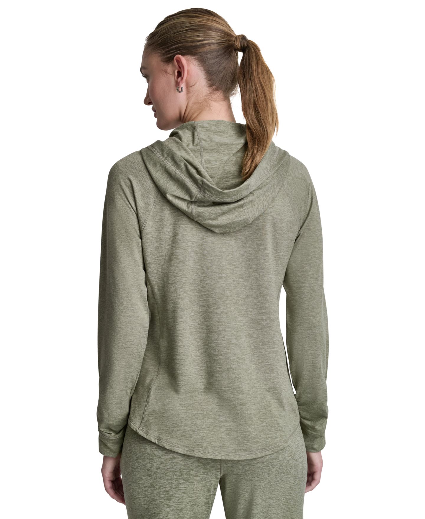 Женское худи DKNY Sport DKNY Full-Zip Long-Sleeve, цвет: Bay Leaf Spacedye — фото 4