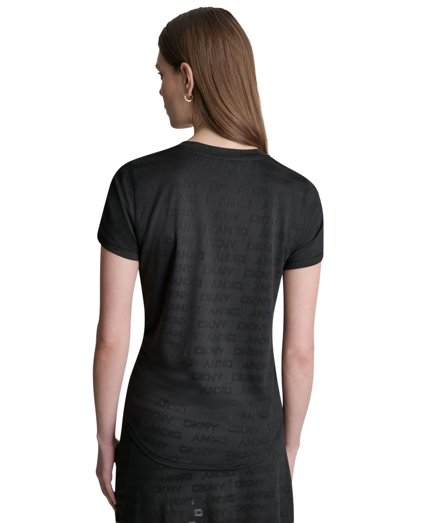 Женская футболка DKNY Sport Crewneck Short-Sleeve T-Shirt, цвет: Чёрный — фото 5