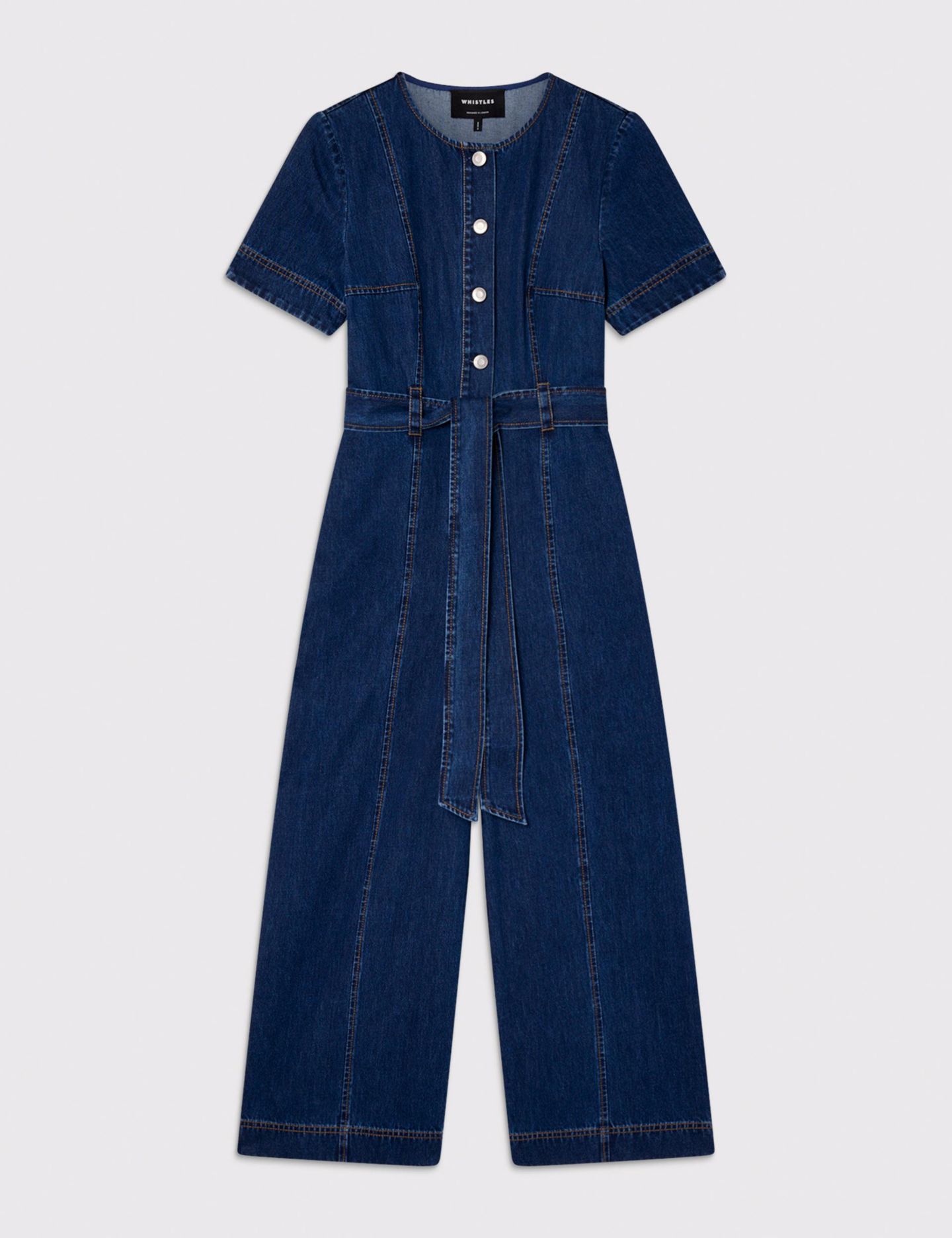 Женский комбинезон Whistles Button Down Jumpsuit, цвет: Тёмный синий — фото 7