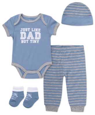 Baby Boys' Short-Sleeve Bodysuit, Hat, Socks and Pants, 4-Piece Set