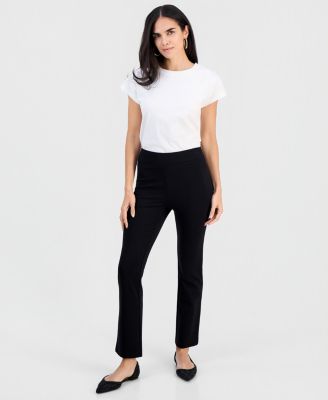 Petite High-Rise Slim Straight-Leg Pants