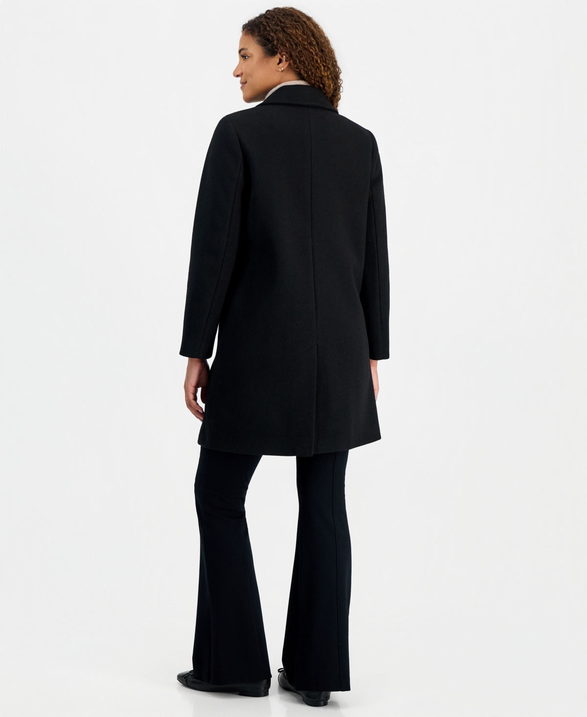 Calvin Klein Women's Single-Breasted Herringbone Walker Coat, Created for Macy's