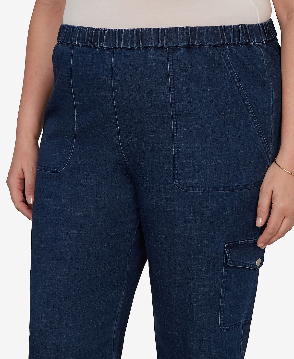 Alfred Dunner Plus Size Indigo Girls Pull-On Cargo Pocket Jeans view 4 — MAYCSS fashion products