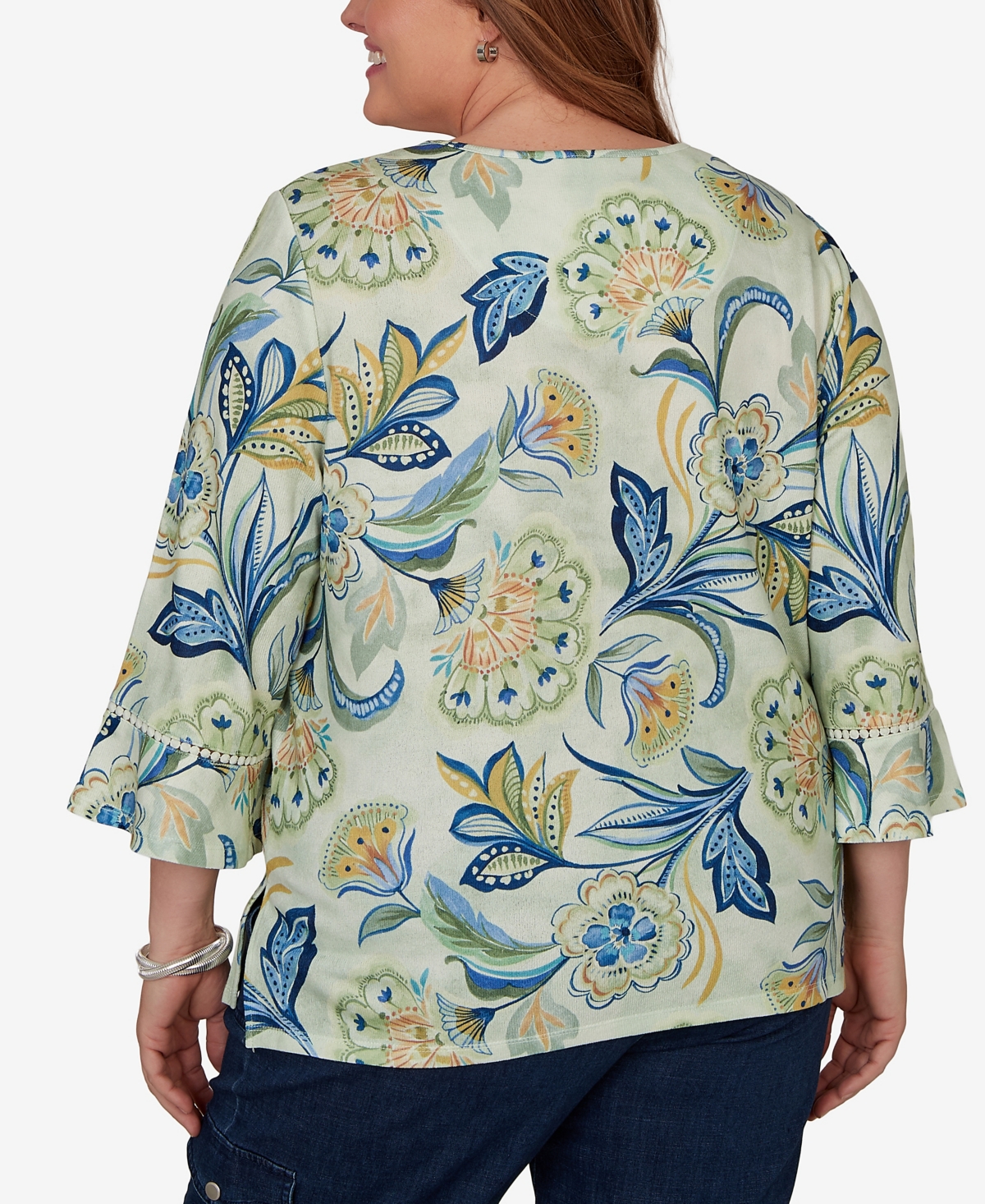 Alfred Dunner Plus Indigo Girls Bold Meadow Floral Knit Top