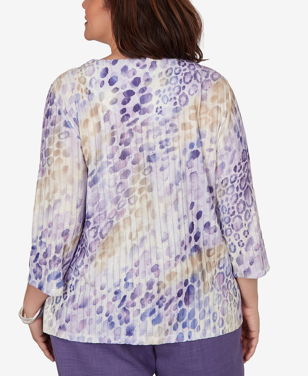 Alfred Dunner Plus Grand Bazaar Animal Print Ribbed Knit Top