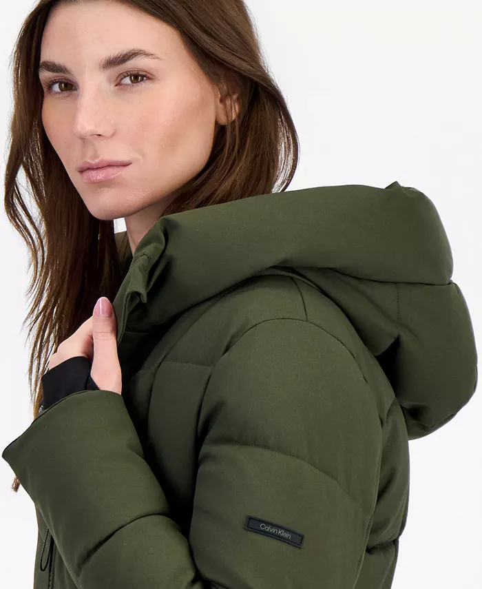 Women's Hooded Zippered Puffer Coat - thumbnail 6