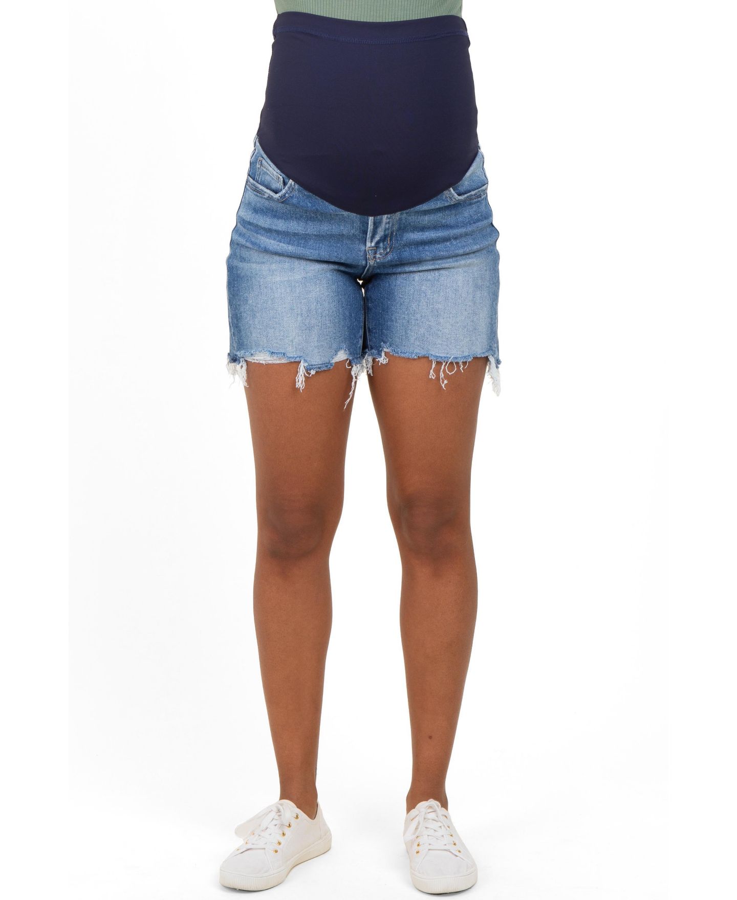 Женские шорты Pinkblush Blue Distressed Frayed Hem Denim Shorts, цвет: Синий — фото 3