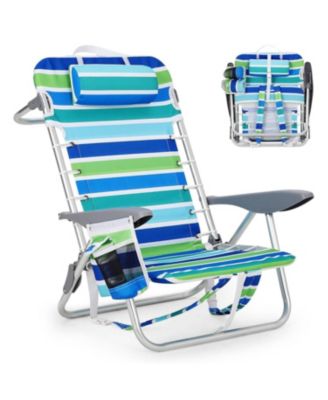 1 Pack Lightweight Portable Backpack Beach Chair for Adults with 5 Positions, Backpack Straps, Phone Pocket