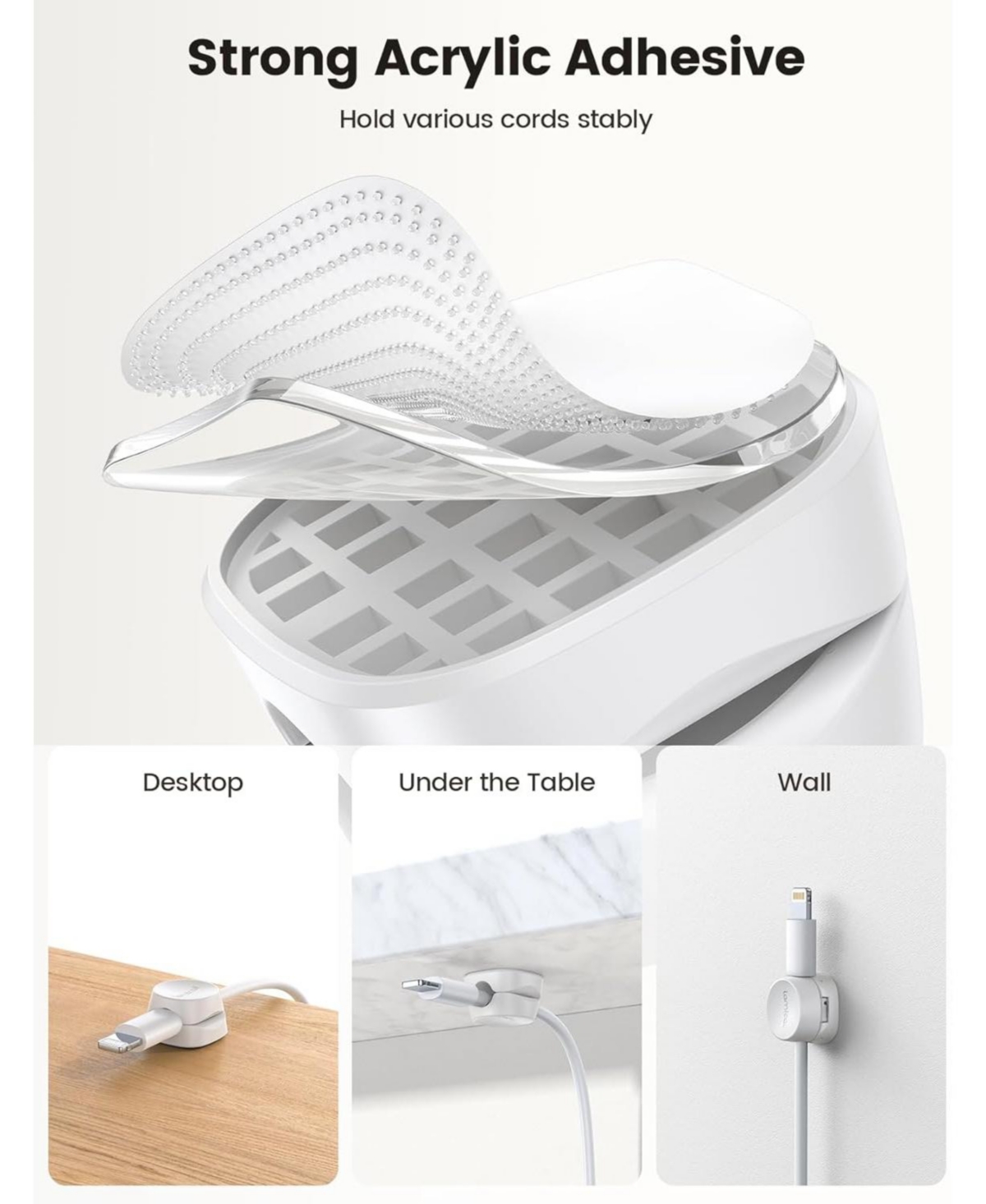 Lamicall 1Slot Desk Organizer Cord Holder , Adhesive Cable Clips