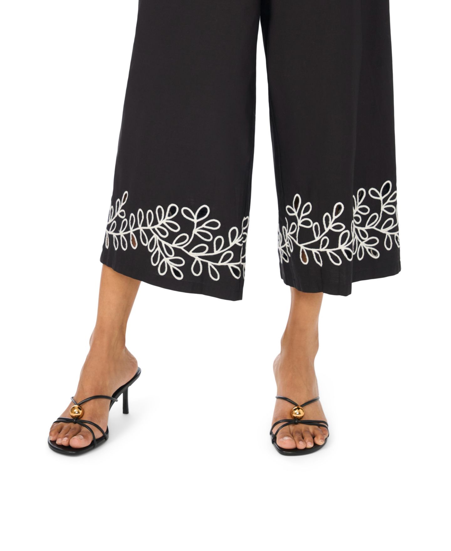 Женские брюки Vince Camuto High-Rise Tie-Waist Scallop Hem, цвет: Насыщенный чёрный — фото 3