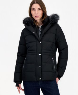 Women's Faux-Fur Hooded Utility Puffer Coat
