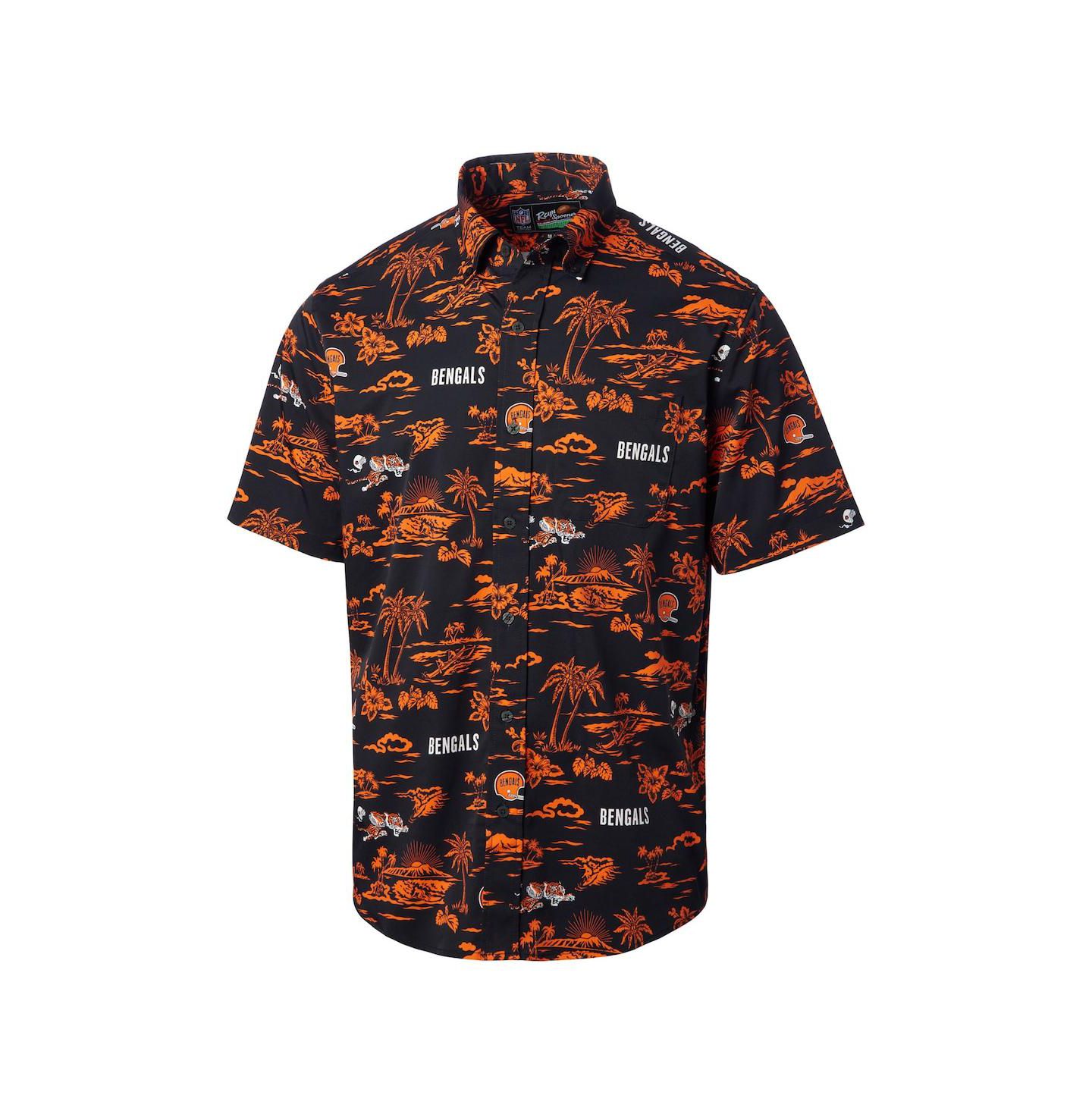 Мужская рубашка Reyn Spooner Black Cincinnati Bengals Throwback Kekai Print Button-Up — фото 2