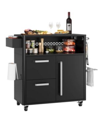 Heavy Duty Grill Cart, Outdoor Grill Table with Storage Cabinet and Drawers for Lawn and Garden