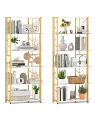6-Tier Bookshelf with Heavy-duty Metal Frame2 Anti-tipping Kits for Study