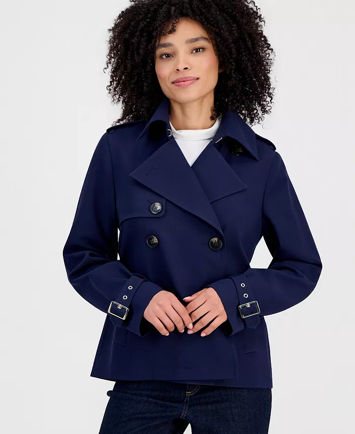 MICHAEL Women's Drapey Short Trench Coat, Created for Macy's - thumbnail 2