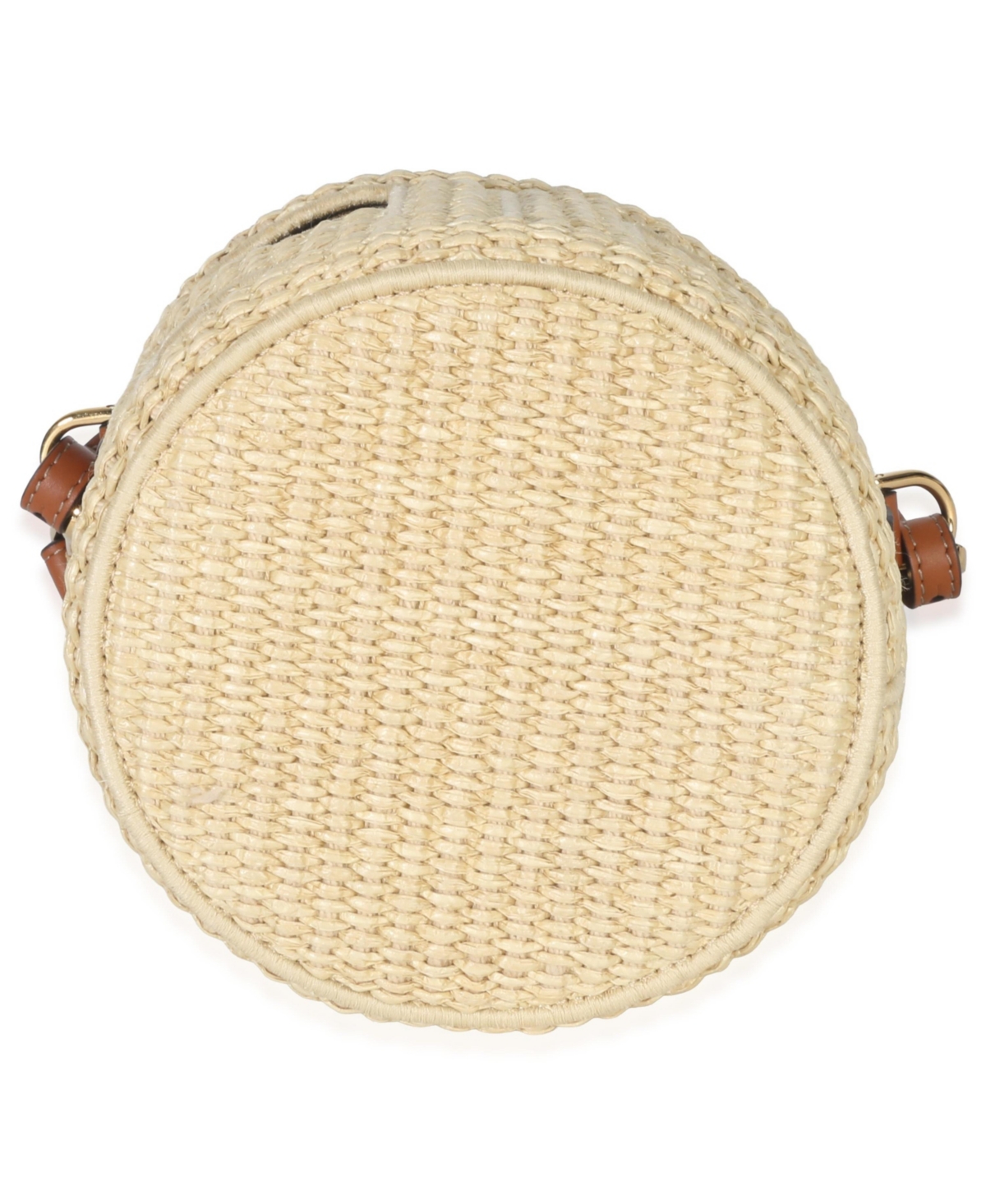 Pre-Owned Fendi Beige Brown Raffia Zucca Canvas Ff Step Out Bucket Bag