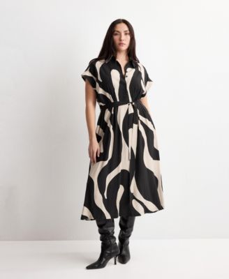 printed shirt dress mango Women's Long Printed Shirt Dress