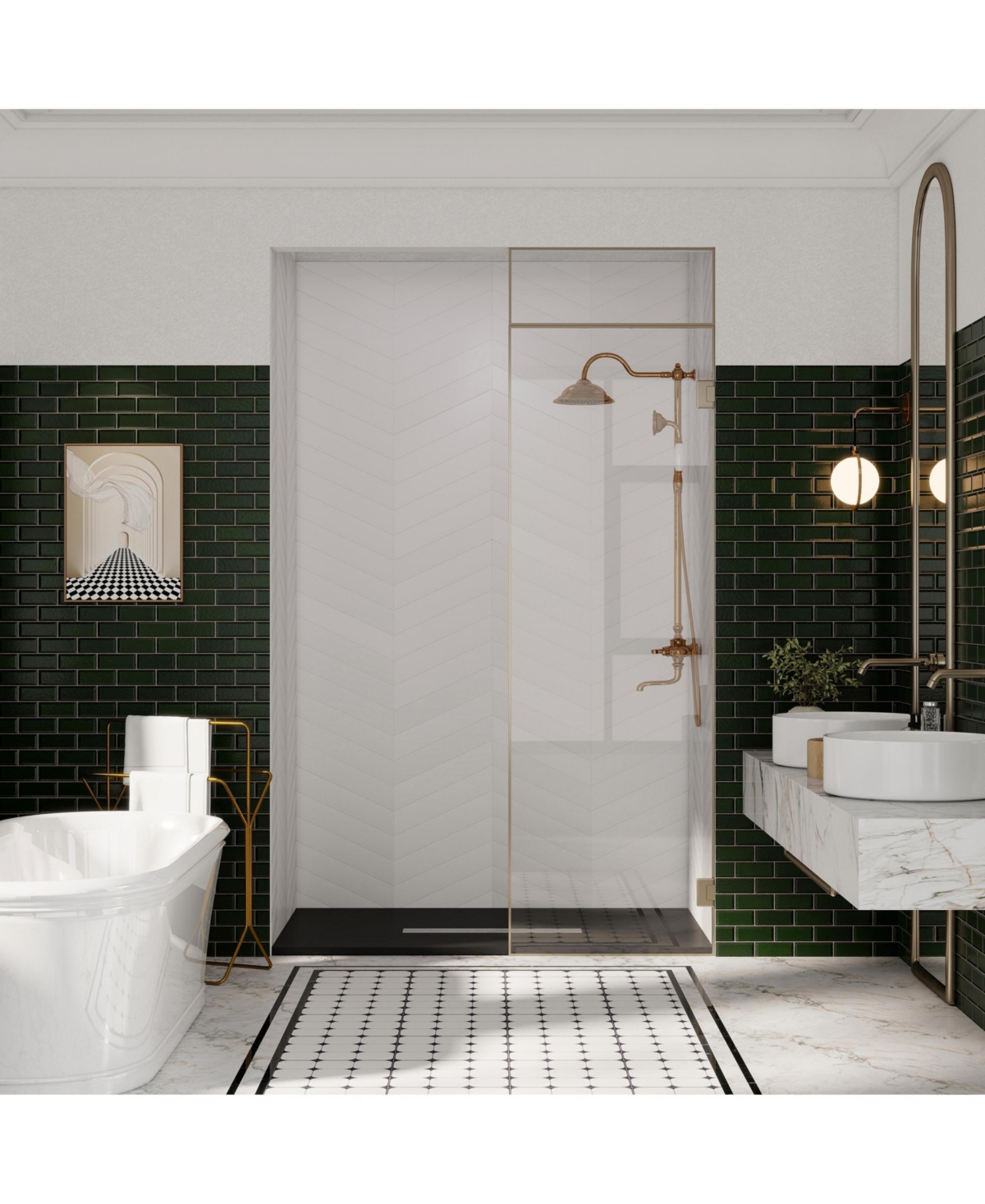 Casainc Low-Profile Smc Shower Base with Non-Slip Smc Solid Surface