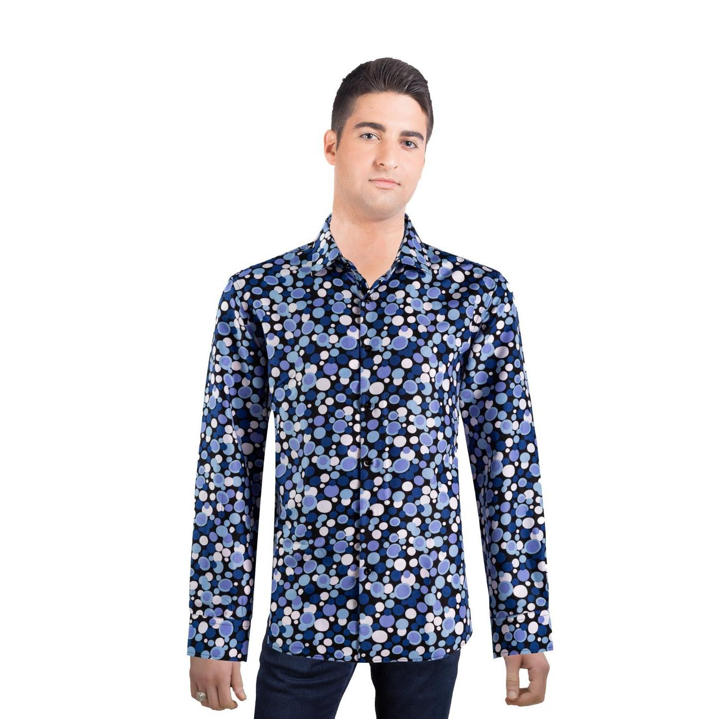 Мужская рубашка Elie Balleh Slim Fit Dot Print Shirt Button Down Shirt, цвет: Чёрный — фото 1