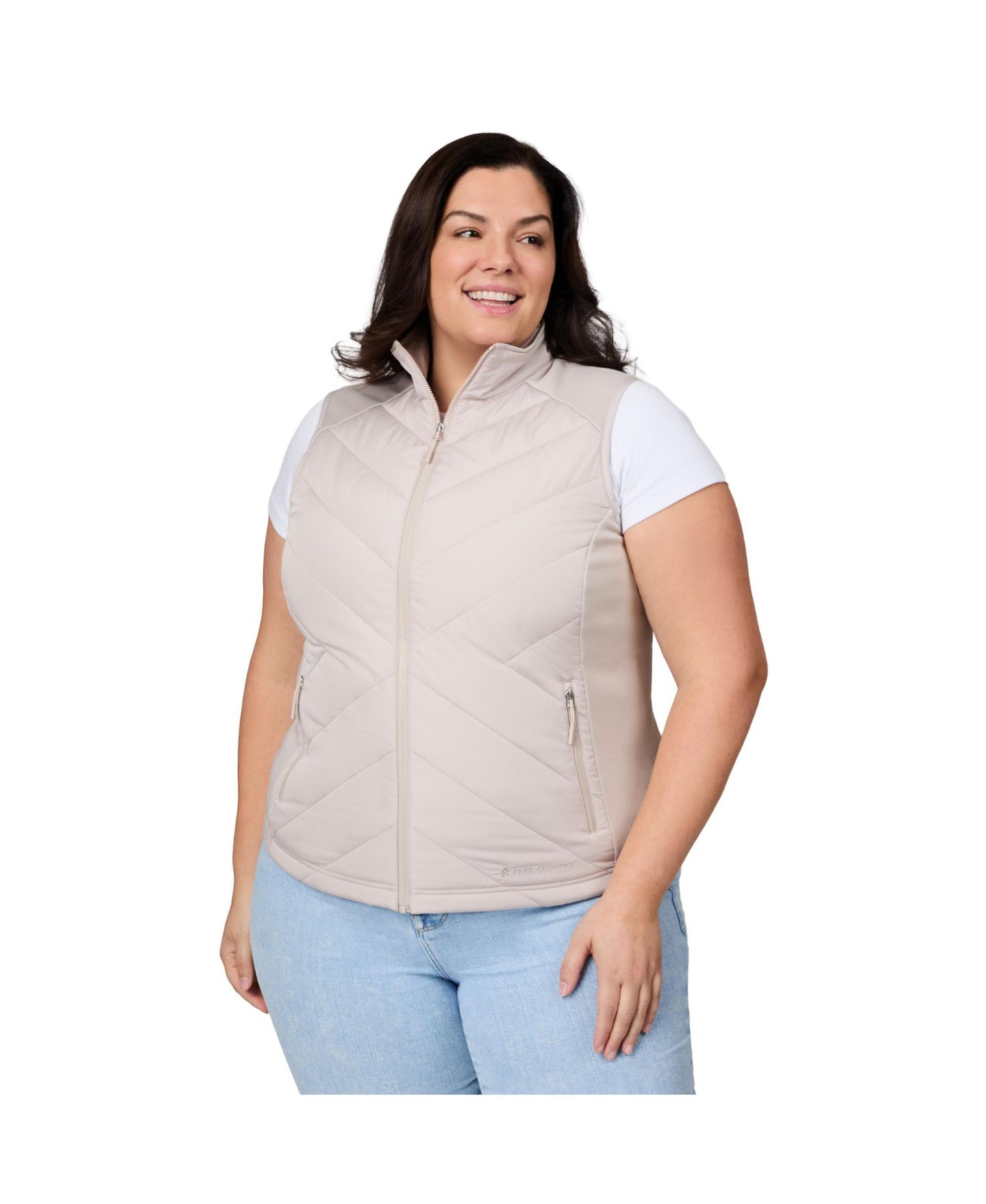 Женский жилет Free Country Plus Size Quilted Hybrid Vest, цвет: Берёзовый — фото 2