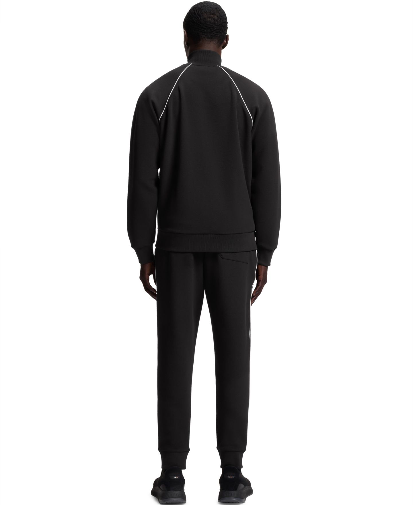 Мужские толстовки Hugo Boss Contrast Piping Cotton-Blend, цвет: Чёрный — фото 4