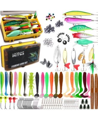 Fishing Lures Tackle Box Kit Crankbaits Spoon Hooks Weights
